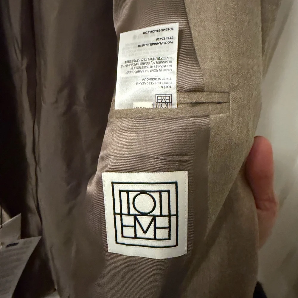 Totême Wool Flannel Blazer NWT Beige 34 Luxury Minimalist - Picture 5 of 8